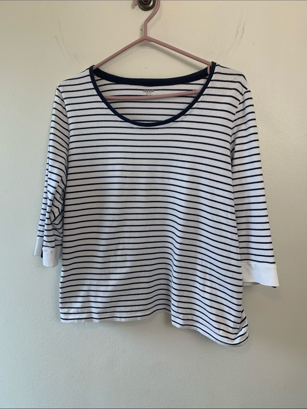 Alia Nautical White Top with Navy Horizontal Stripes and Scoop Neck